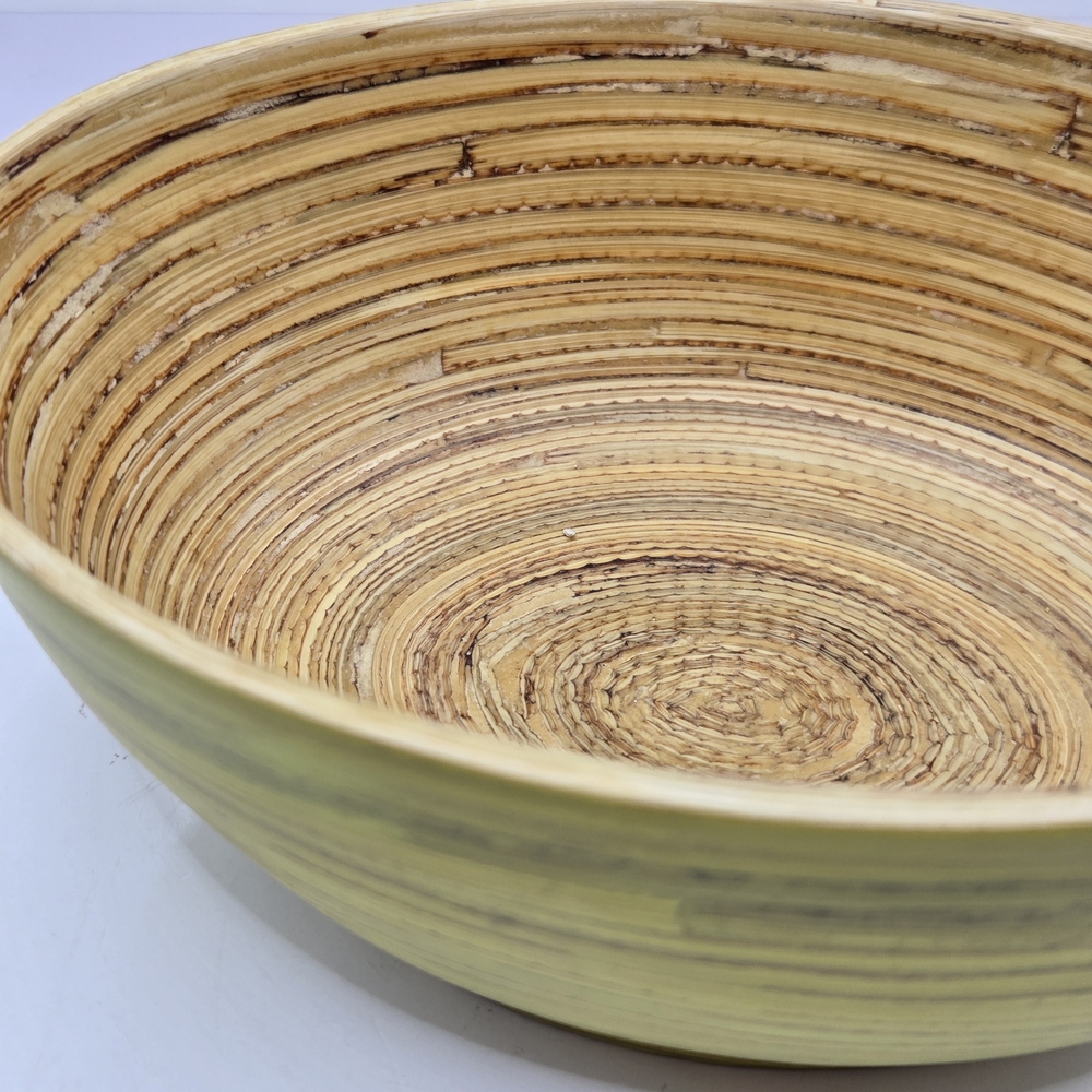 Hand Crafted Green and Tan Decorative Bowl - Picture 7 of 16